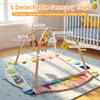 Kizfarm Baby Play Gym Mat, 5 Developmental Zones Wooden Tummy Time Mat, Baby Activity Mat with 5 Detachable Sensory Toys, Stage-Based Development from Newborn Infant, Baby Essentials Shower Gift view 4