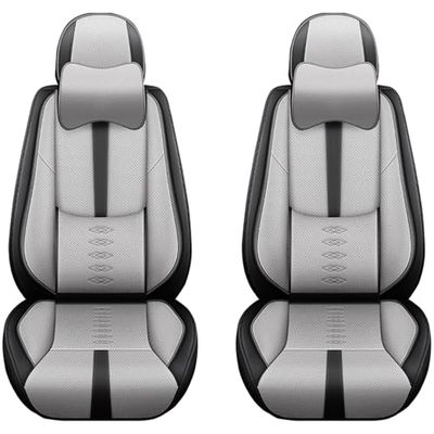 Cresater Car Seat Covers Fit for BMW 540 2026,Front Set Leather Seat Cover,Airbag Compatible Car Seat Cushions,Waterproof Seat Covers for Cars(with Pillows,Grey-Black)
