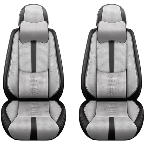 Cresater Car Seat Covers Fit for BMW 540 2026,Front Set Leather Seat Cover,Airbag Compatible Car Seat Cushions,Waterproof Seat Covers for Cars(with Pillows,Grey-Black)