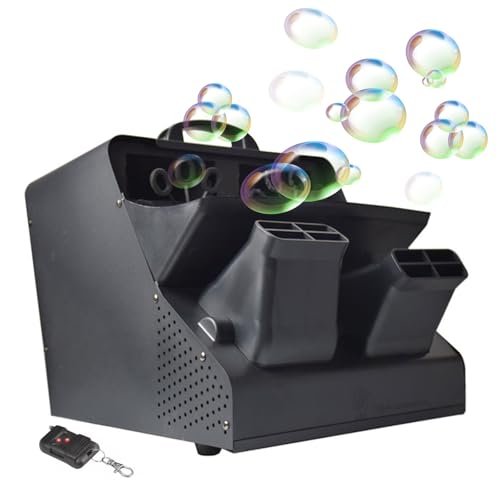 300W Dual-Fan Bubble Machine with Remote Control - Adjustable Speed & Angle, 3 Bubble Sizes (0.5-8), 6m Projection Height, 2.5L Tank - Ideal for Weddings, Parties, & Outdoor Celebrations - Black
