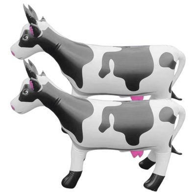 2PCS Inflatable Cow 35.4x23.6 Lifelike Blow up Cow Decorative Inflatable Animals PVC Bull Pool Float for Halloween Party Supplies Animals Bull Riding Pool Float Blow Up