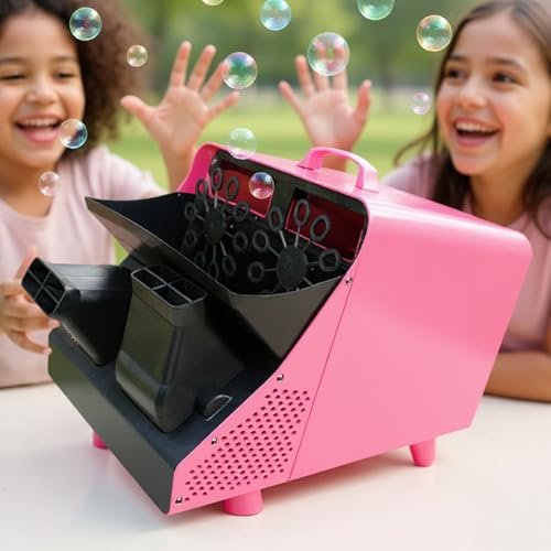 Professional Bubble Machine - 20,000+ BPM, Remote & Manual Dual Control, Adjustable 30-90 Angle, Speed Control - Perfect for Weddings, Birthday Parties, Stage Shows & Photography - Pink