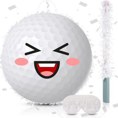 Poen Golf Piata Set, Party Piata Bundle with a Blindfold, Bat and Confetti 13 x 13 x 3 Inch Funny Piata for Birthday Sports Theme Party Piata Games Decorations