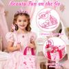 Toddler Vanity Kids Vanity Table and Chair Set, Girls Makeup Table with Mirror Lights & Music, Pretend Play Dress Up Toys with Hair Dryer, Princess Crown & Wand, Storage Bag, Gifts for Girls Age 3 4 5 view 3