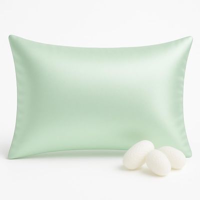 100% Mulberry Silk Toddler Pillowcase 13x18, Both Sides 19 Momme Natural Silk Pillow Cover for Hair and Skin, Soft Smooth Breathable Hypoallergenic Kids Pillow Slip (Light Green)