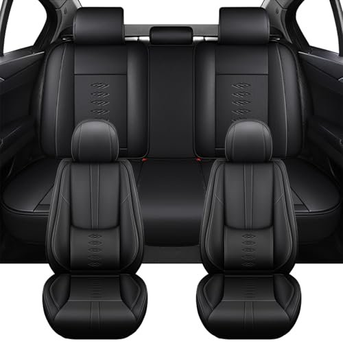 Cresater Car Seat Covers Fit for GMC Canyon 2026,Full Set Leather Seat Cover,Airbag Compatible Car Seat Cushions,Waterproof Seat Covers for Cars(Black)