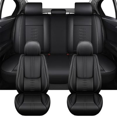 Cresater Car Seat Covers Fit for Ford F-350 2026,Full Set Leather Seat Cover,Airbag Compatible Car Seat Cushions,Waterproof Seat Covers for Cars(Black)