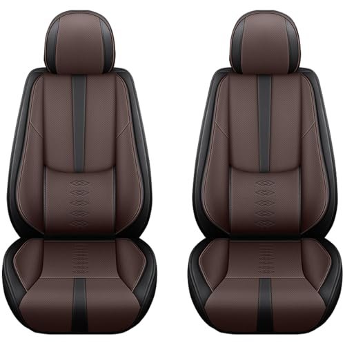 Cresater Car Seat Covers Fit for GMC Sierra EV 2026,Front Set Leather Seat Cover,Airbag Compatible Car Seat Cushions,Waterproof Seat Covers for Cars(Brown-Black)