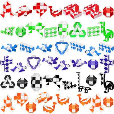 Chivao 60 Sensory Fidget Snake Cube 24 Blocks Twist Snake Mini Fidget for Stocking Party Bag Fillers Party Favors (Mix Color)