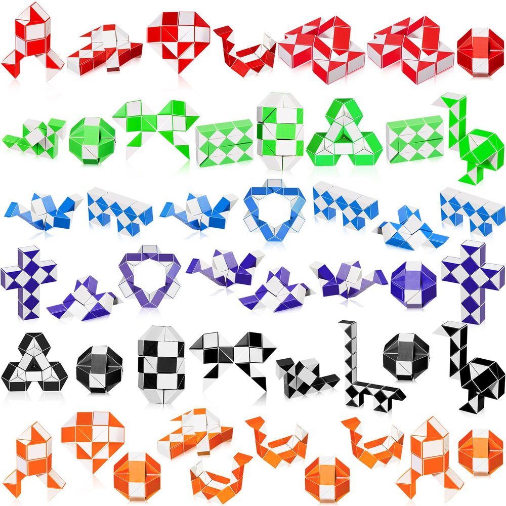 Chivao 60 Sensory Fidget Snake Cube 24 Blocks Twist Snake Mini Fidget for Stocking Party Bag Fillers Party Favors (Mix Color)