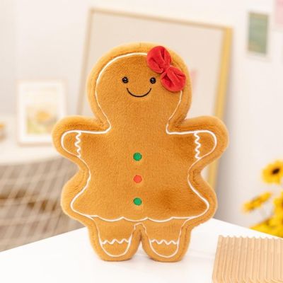Seeliy Home Christmas Gingerbread Man Plush Throw Pillow, Christmas Hugging Cushion for Couch, Christmas Decorations, Holiday Throw Pillows for Bedroom, for Kids, Family (Gingerbread Girl)