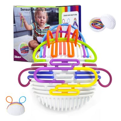 Sensory Fidget Toys for Kids Adults, Sensory Activity Ball with16 Strings for Anxiety Relief, Autism ADHD Calming Toys, Travel Fidget Toys for Girls & Boys