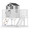GarveeLife Outdoor Wooden Playhouse with Climbing Wall, 2 Story Wooden Playhouse with Step Ladder, Elevated Modern Cedar Playhouses Kids view 1