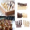 32 Pcs Wooden International Chess Pieces Hand Carved Game Pawns Figurine Pieces Board Accessories International Figures Board Game Beginner view 2