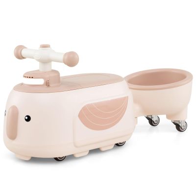 GLACER Kids Ride On Push Car, Indoor & Outdoor Foot-to-Floor Baby Push Car w/Trailer, LED Light, Music, 6 Smooth Wheels & Storage Space, Toddler Ride on Toys Age 1-3, for Boys &Girls