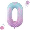 10th Birthday Decoration Mermaid Themed, Purple Blue number 0 Balloon, Suitable For Children's Birthday Mermaid Party Decoration Baby Shower Supplies (Purple, 0) view 1