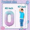 10th Birthday Decoration Mermaid Themed, Purple Blue number 0 Balloon, Suitable For Children's Birthday Mermaid Party Decoration Baby Shower Supplies (Purple, 0) view 2