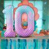 10th Birthday Decoration Mermaid Themed, Purple Blue number 0 Balloon, Suitable For Children's Birthday Mermaid Party Decoration Baby Shower Supplies (Purple, 0) view 4
