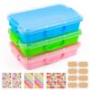 3 Pcs Sensory Bin Sand Tray with Lid & 7 Stickers, Anglecai Plastic Sandbox Toy Tray with Handle Stackable Play Tray for Storage Sand, Bead, Craft, Art view 1