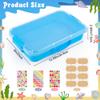 3 Pcs Sensory Bin Sand Tray with Lid & 7 Stickers, Anglecai Plastic Sandbox Toy Tray with Handle Stackable Play Tray for Storage Sand, Bead, Craft, Art view 2