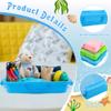 3 Pcs Sensory Bin Sand Tray with Lid & 7 Stickers, Anglecai Plastic Sandbox Toy Tray with Handle Stackable Play Tray for Storage Sand, Bead, Craft, Art view 3