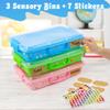 3 Pcs Sensory Bin Sand Tray with Lid & 7 Stickers, Anglecai Plastic Sandbox Toy Tray with Handle Stackable Play Tray for Storage Sand, Bead, Craft, Art view 4