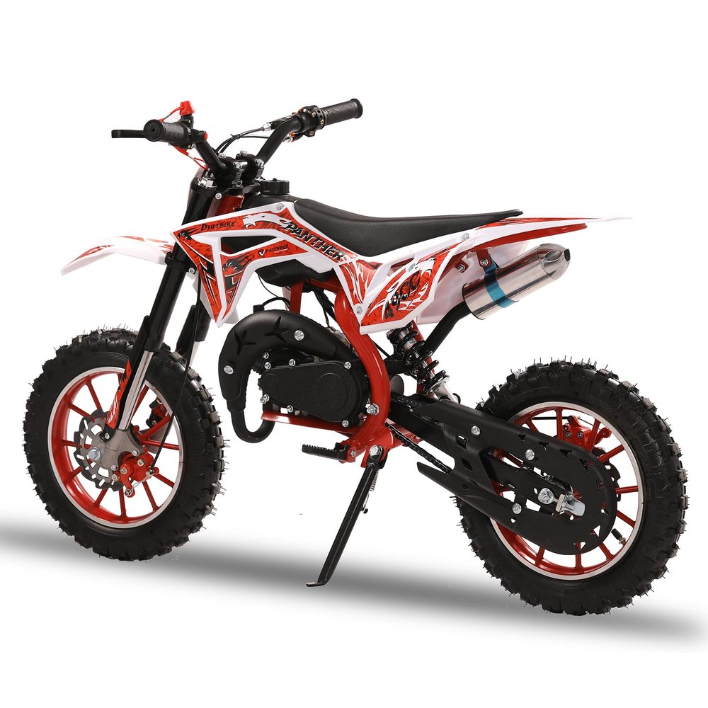 50cc Kids Dirt Bike | 2-Stroke Gas Mini Bike | Off Road Mini Motorcycle for Kids 8-14 | Gas Power Pocket Rocket Bike with Front Rear Disc Brakes | Gas Motorcycle Max Load 330Lbs Red