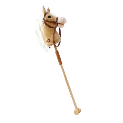 ToysCentral Basics Wooden Galloping with Realistic Whinnying Sounds for Children, Yellow with Roller
