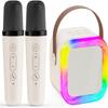 Karaoke Machine for Kids,2025 New Mini Portable Karaoke Toys, Karaoke Speaker with 2 Wireless Microphone & Light for Home Party for Adults (Beige-2Mic) view 1