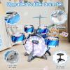 Upgraded Kids Drum Set with Lights: 6 Piece Jazz Drum Kit for Toddlers Ages 3-5, Plastic Musical Instrument Toy for Kids 3+, Early Learning Gift for Boys and Girls 3-8 (Blue) view 4