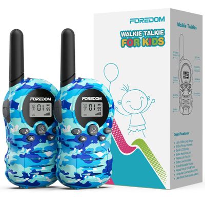 FOREDOM Walkie Talkies for Kids Walkie Talkies Long Range for Boys & Girls Age 3 to 12 Year Old Birthday Cool Army Toys - 2 Pack
