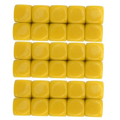 30PCS 16MM Dice Set Plastic Rounded 6 Sided Dice Cubes for Game Party Fun DIY Sticker Math Teaching Educational Board Games Classroom Activities (Yellow)
