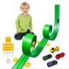 15 Ft Flexible Race Car Track (Aqua Green) for Kids,Flex Track Starter Set Compatible with Hot Wheels and Diecast 1/64th Cars,Portable Racetrack Roll Up Race Track with 4 Racecars and Suction Cups view 1