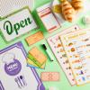 36Pcs Pretend Play Restaurant Menus Set for Kids Kitchen Food Diner Order Pads 4 Pretend Menus 1 Open/Close Sign 30 Play Money 1 Erasable Pen for Toddlers Girl Boy Role Plays Accessory Birthday Gift view 4