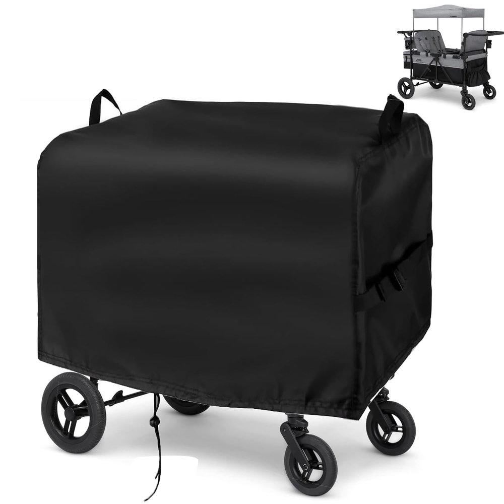 Letsteel Wagon Stroller Cover, 500D Waterproof Stroller Wagon Cover for Outdoor Indoor Use, with Adjustable Drawstring & 2 Handle, 41" L x 30.25" W x 51" H