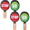 Toyvian Stop Sign with Handle: 4pcs Dual-sided Handheld Stop Traffic Signs for Kids - Red Green Color Signal Lights Hand Paddles for Kids Teaching Traffic Safety view 1