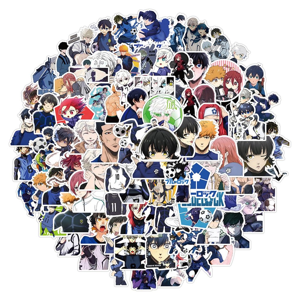 100pcs Blue Lock Stickers Mixed Pack,Cartoon Anime Sticker for Kids Teens Waterproof Stickers for Water Bottle Laptop Luggage Helmet Skateboard Guitar (BLUEL100)