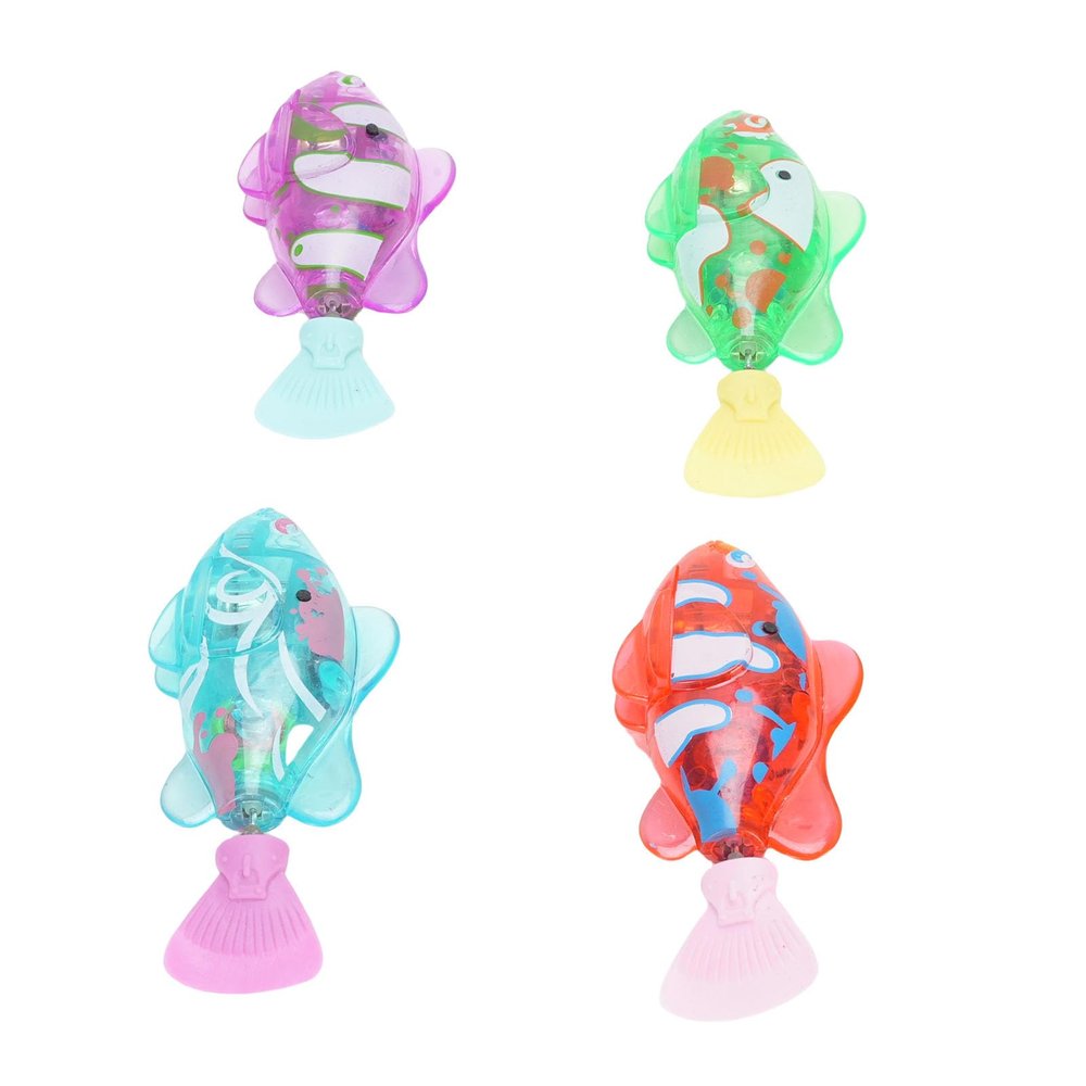 POENVFPO 4PCS Robotic Swimming Fish with Flashing Lights, Water Activated Robot Fish Electronic Cat Toy