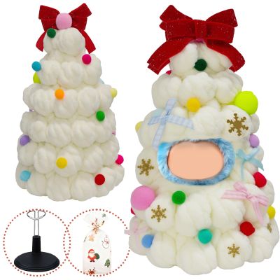 Christmas Clothes for LABUBU 17cm Doll (NO Doll), Handmade Outfit with Adjustable Dolls Stand and Gift Package for Labubu Dolls(White, L)