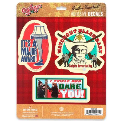 A Christmas Story Iconic Quotes Adhesive Vinyl Decals - Funny Set of 3 Holiday Movie Stickers
