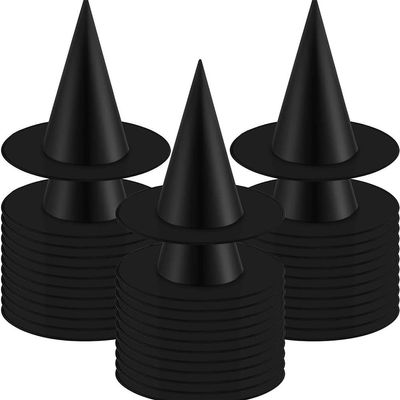 30Pack Halloween Hat Cosplay Hat Costume Hat Wizard Hat Foldable for Home Decoration Halloween Kids,Black,Children