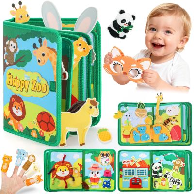 25 in 1 Busy Book for Toddlers 1-3 - Zoo Montessori Toy Toddlers Busy Board for 1 Year Old, Educational Sensory Quiet Toy, Airplane Car Travel Essentials Birthday Gift for 2-4 Yr 18 month old Boy Girl