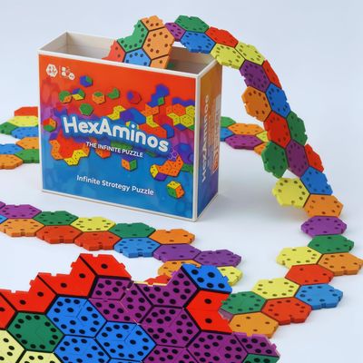 HexAminos The Infinite Puzzle  Fun Family Board Games for Adults & Teens Alike, Travel & Strategy Puzzle Game for Family Game Night, Educational Board Games with 450 Nonillion Combinations