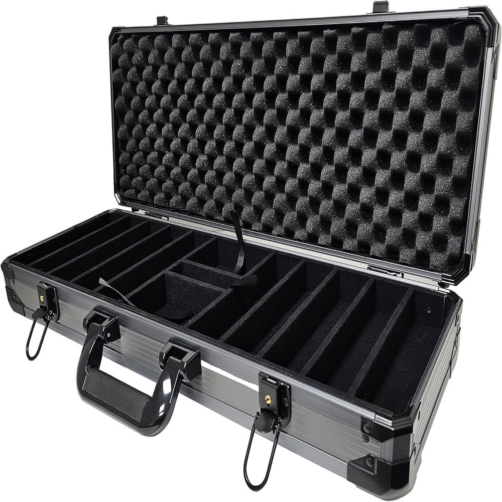 Premium Heavy Duty Aluminum 500 Count Capacity Poker Chip Case - Includes Bonus Dealer Button!