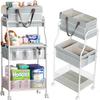 2In1 Baby Diaper Caddy & 3-Tier Rolling Diaper Cart, Diaper Caddy Organizer Cart with Dividers & 12 Pockets, Nursery Bedside Caddy Utility Cart for Baby Clothes & Dresser Baby Bottle,Baby Essential view 1