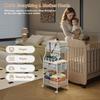 2In1 Baby Diaper Caddy & 3-Tier Rolling Diaper Cart, Diaper Caddy Organizer Cart with Dividers & 12 Pockets, Nursery Bedside Caddy Utility Cart for Baby Clothes & Dresser Baby Bottle,Baby Essential view 4