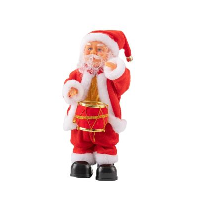 IPENNY Moving Santa Claus Drummer Figurine with Dancing & Drumming Action, Christmas Decor for Home, Desk, Party, Festive Ornament (Requires 3 AA Batteries, Not Included)