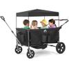 4 Seater Foldable Wagon Stroller & Cargo,with 5-Point Harnesses,Adjustable Push/Pull Handle, Removable Sun Canopy, One-Step Locking Design, Suitable for Family Travel, 4 Children Ride, Gift view 1