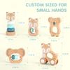 WoddyGo Wooden Montessori Toys, 5-Piece Wooden Baby Toy, Koala Baby Rattle, Fox Stacking Ring, Little Fox Push and Pull Toys,Koala Holding Toy,Newborn Baby Gift Sets for Boys and Girls view 4