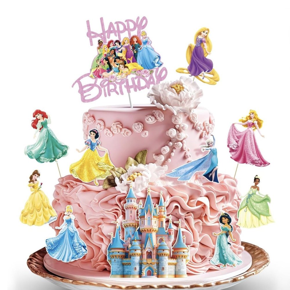 11 Pcs Princess Cake Topper, Fantastic Happy Birthday Cake Decorations, Cute Cake Toppers for Girls